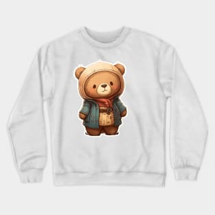 Cute Bear Cartoon Adventurer Adorable Kawaii Animal Crewneck Sweatshirt